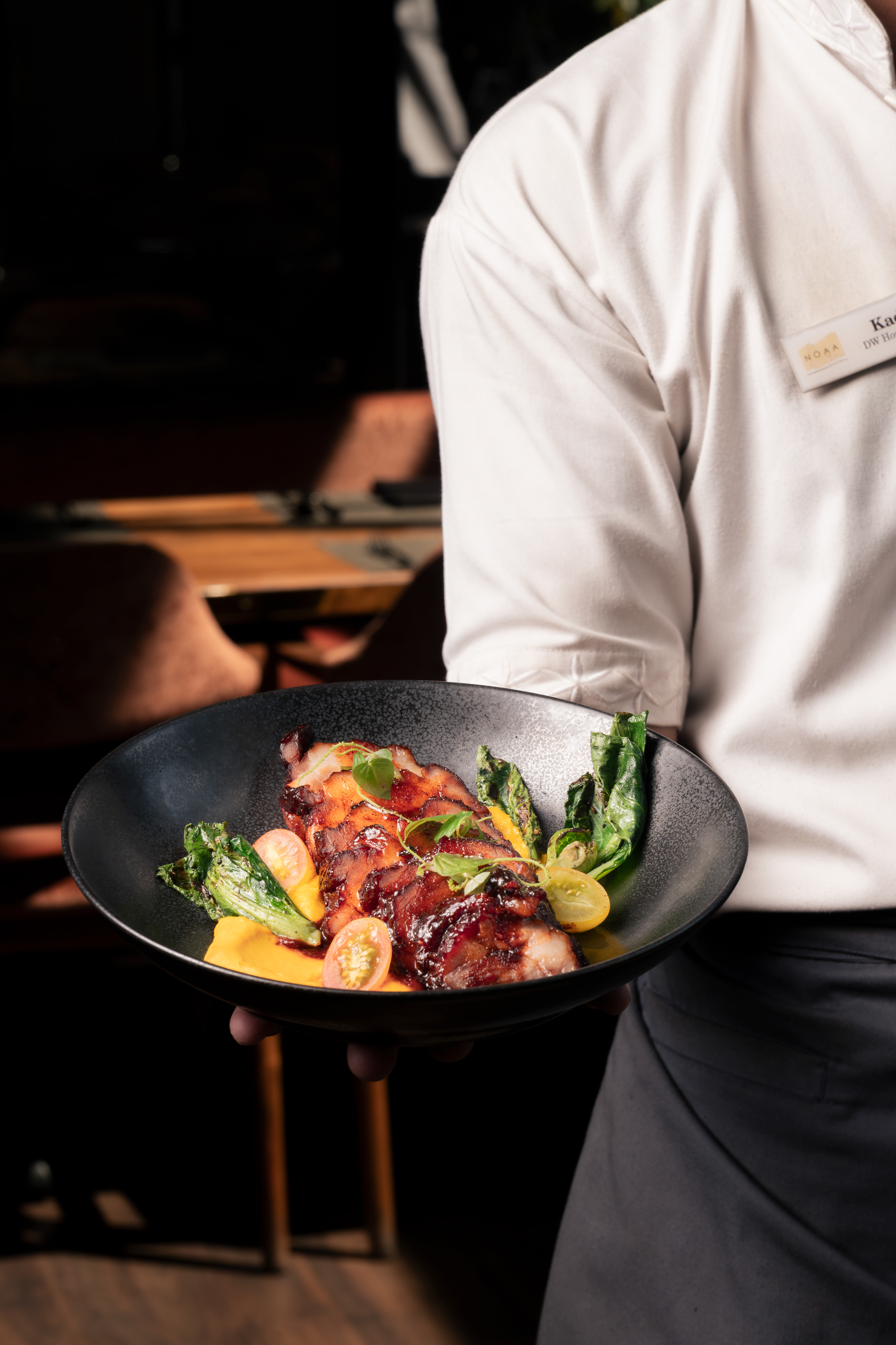 Professional steak with chef photography